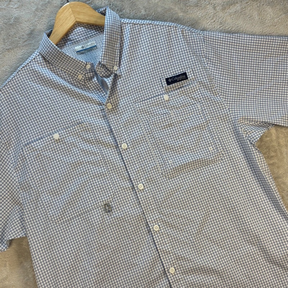 Columbia PFG Men's Omni-Shade Plaid Fishing Shirt Vented Button‎ Up Size L